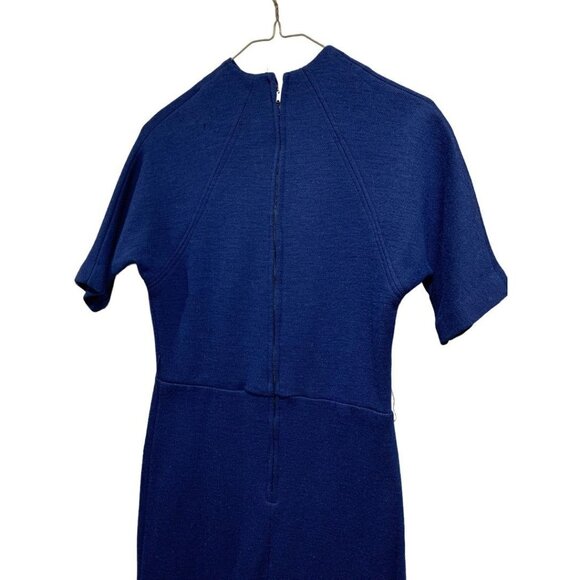 Harry S. Epstein Navy Blue Short Sleeve Sheath Dress 1960s Vintage - Picture 6 of 9